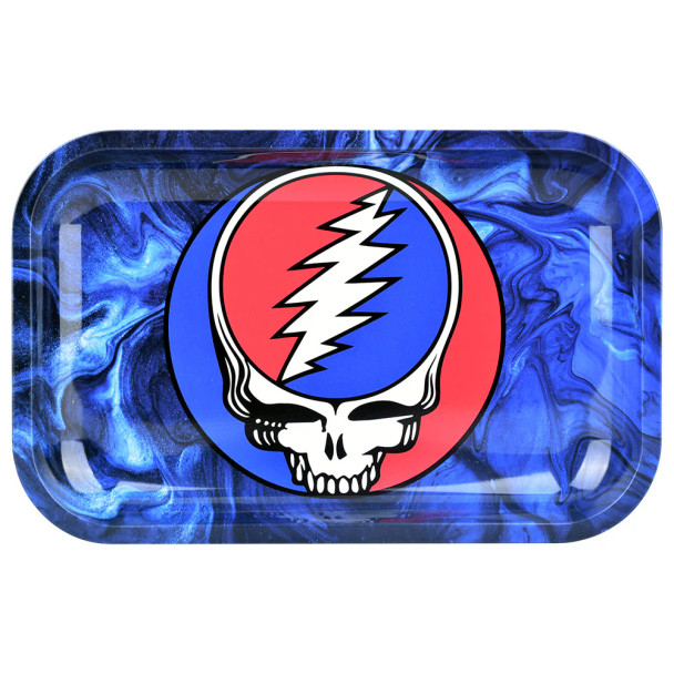 Dead x Pulsar Metal Rolling Tray Large  Steal Your Face Swirls 11" x 7"