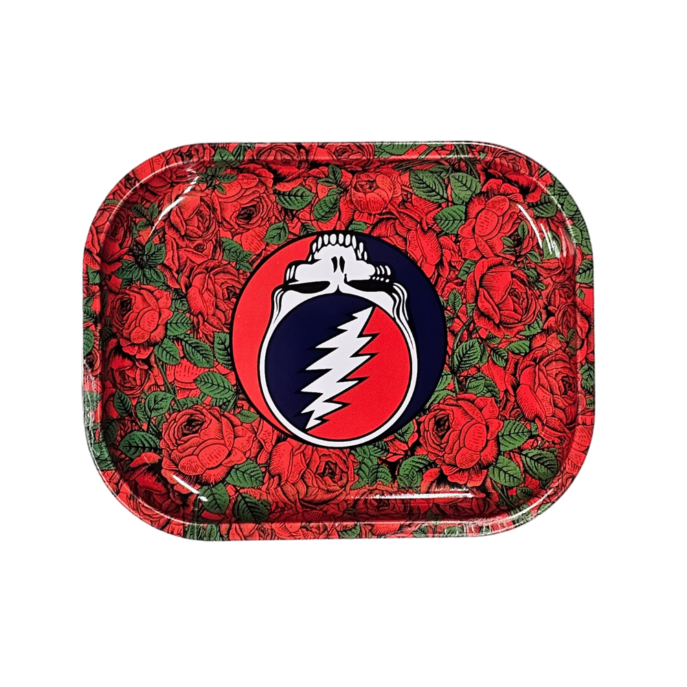 Blazy Susan Grateful Dead Roses Metal Rolling Tray  Small