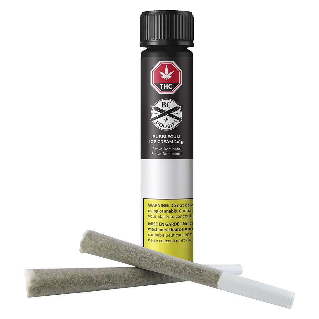 Product image BC Doobies 2 x 1g Bubblegum Ice Cream (Chem Cookies x Bubblegum) PreRoll 1