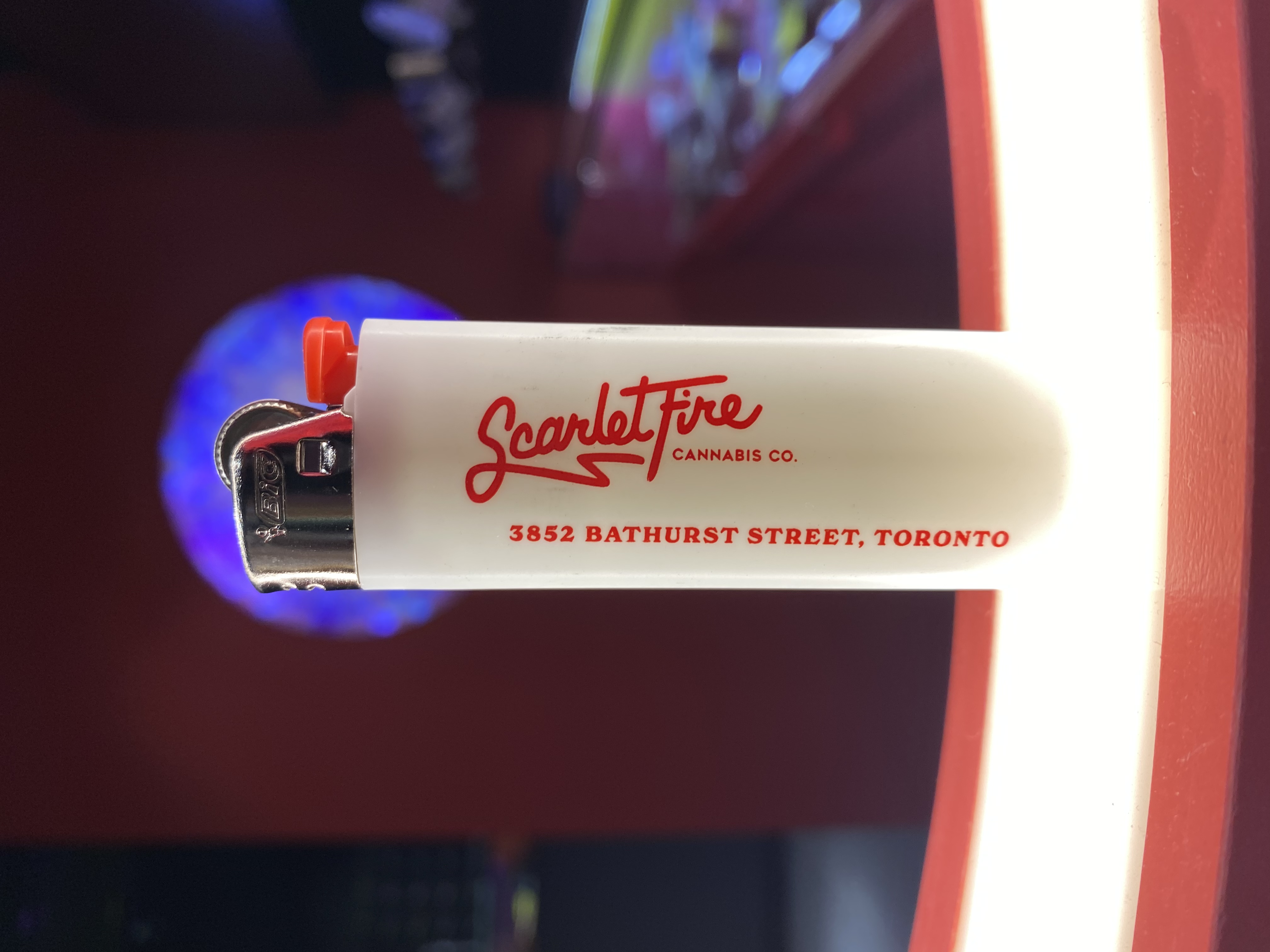 Scarlet Fire White Bic Lighter
