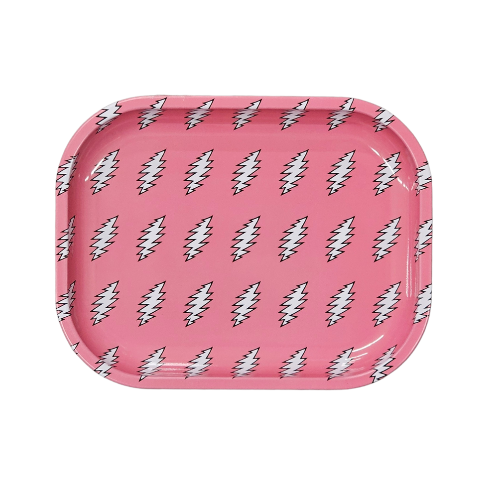 Blazy Susan Grateful Dead Pink Bolts Metal Rolling Tray  Small